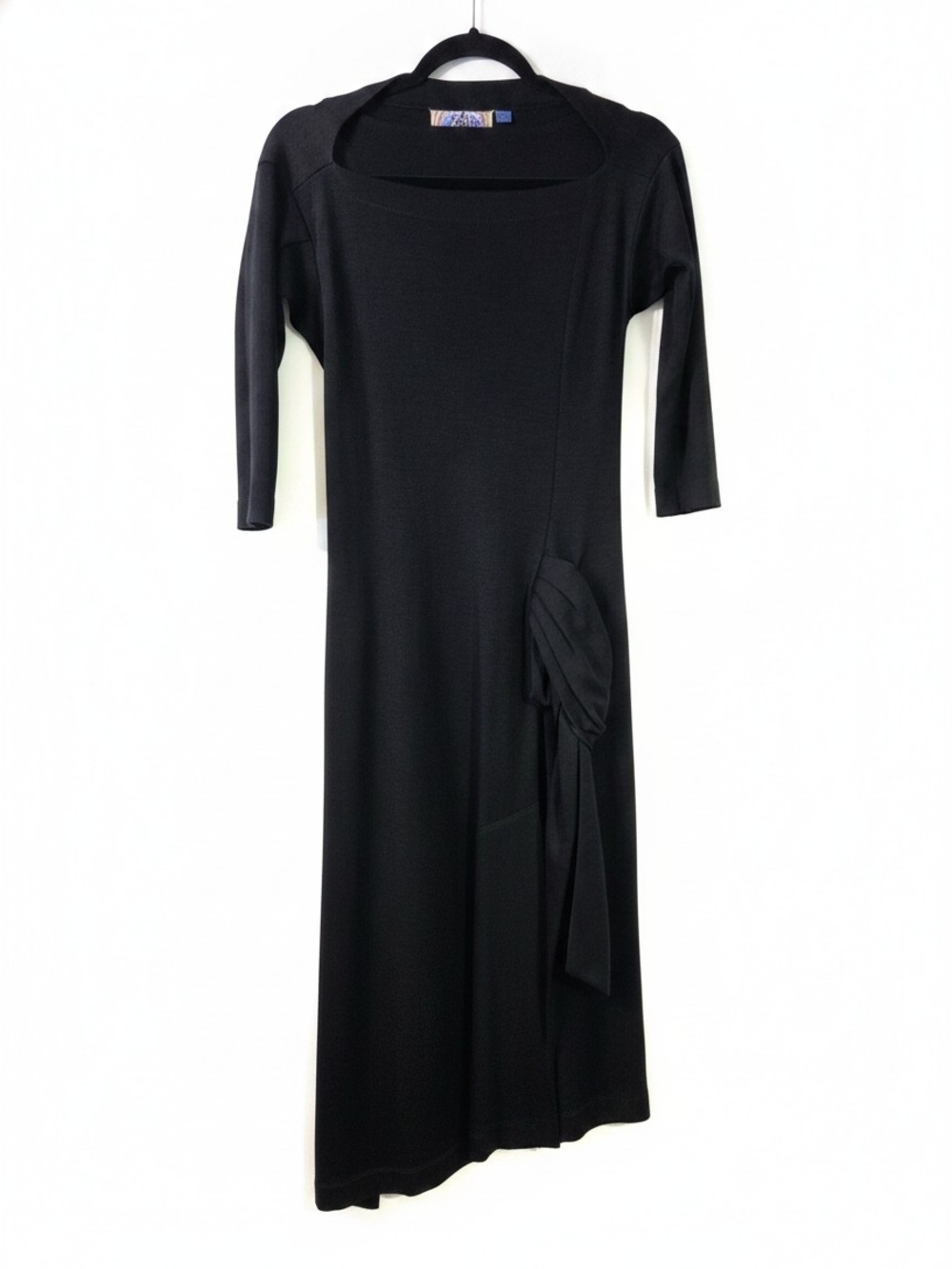 L.A.M.B. Vintage Wool Midi Dress with Side Draped Knot